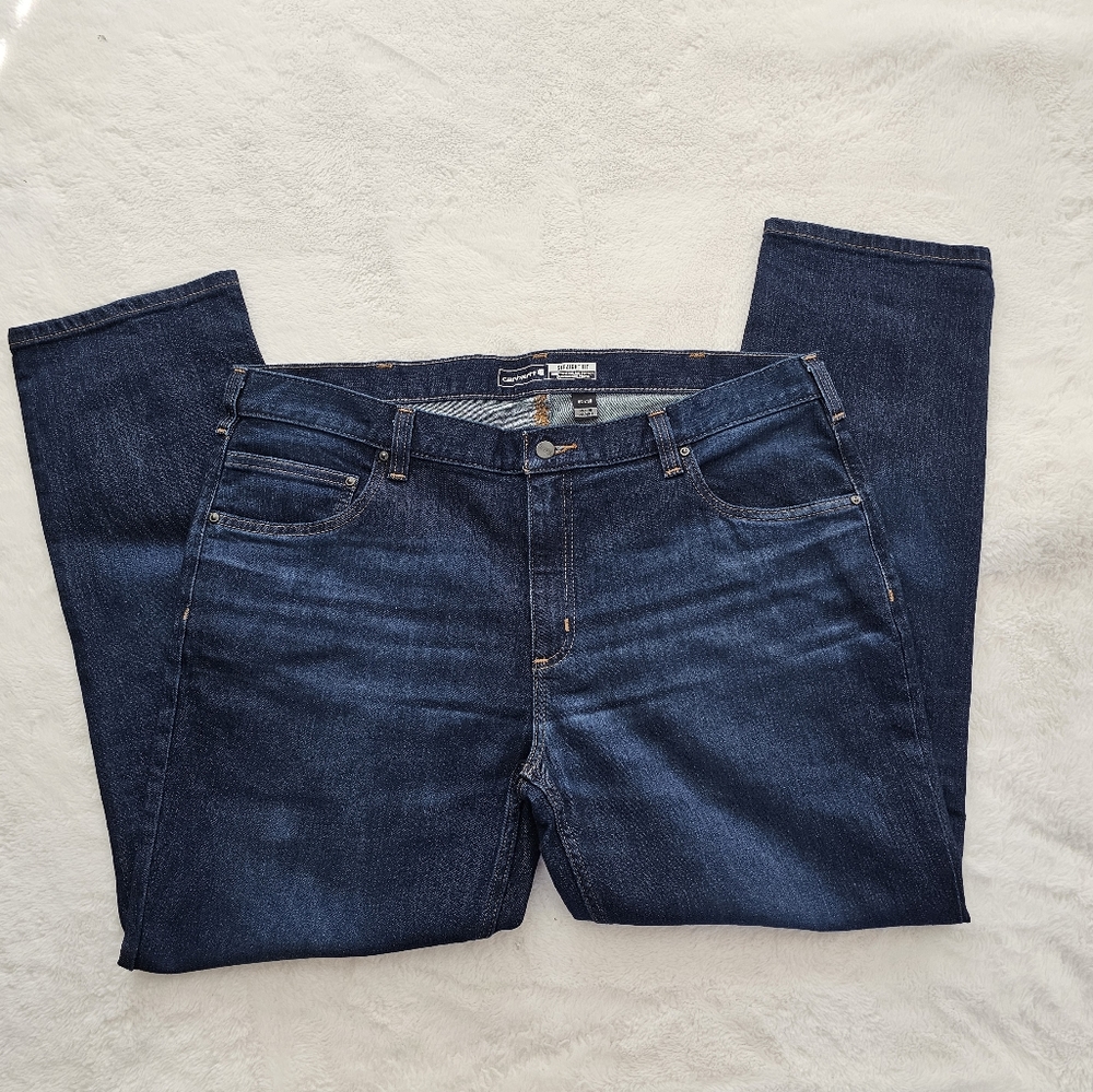 NWT Carhartt Mens Casual Relaxed Fit Straight Leg Blue Denim Jeans